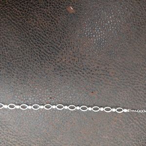 Anklet green faux stones silver colored chain